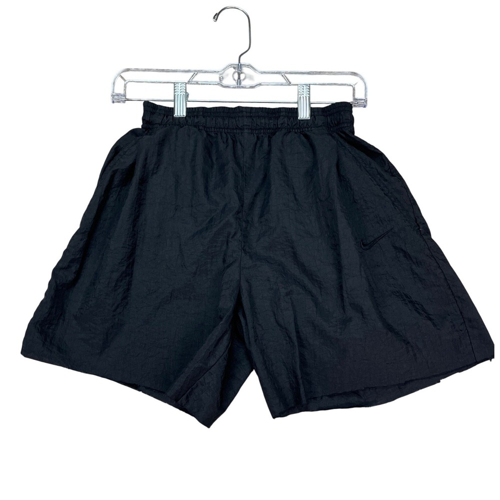 Nike‎ Cut Off Shorts Mens Small Black Elastic Waistband Zip Pocket Windbreaker